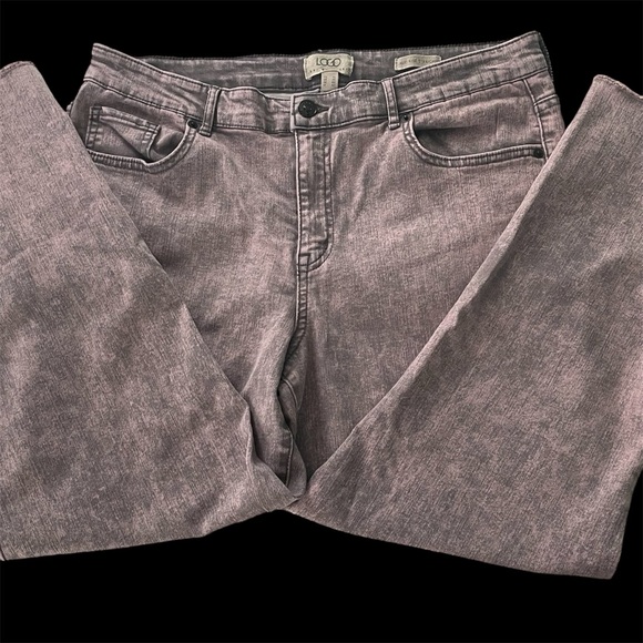 LOGO by Lori Goldstein jeans EUC size 16 straight leg w/cutout hem 5pkt btn/zip - Picture 5 of 15